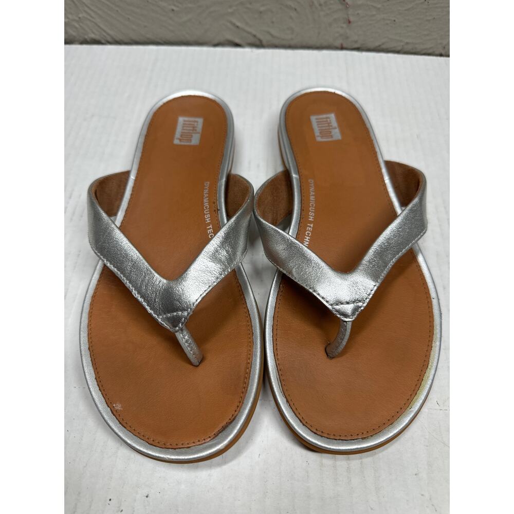 FITFLOP‎ Silver Thong Gracie Womens Sandal Flats Flip Flop E08-011 / Size 6